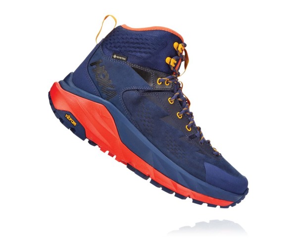 Hoka One One Kaha GORE-TEX Mens UK - Blue / Red Hiking Boots - ACDLT2739